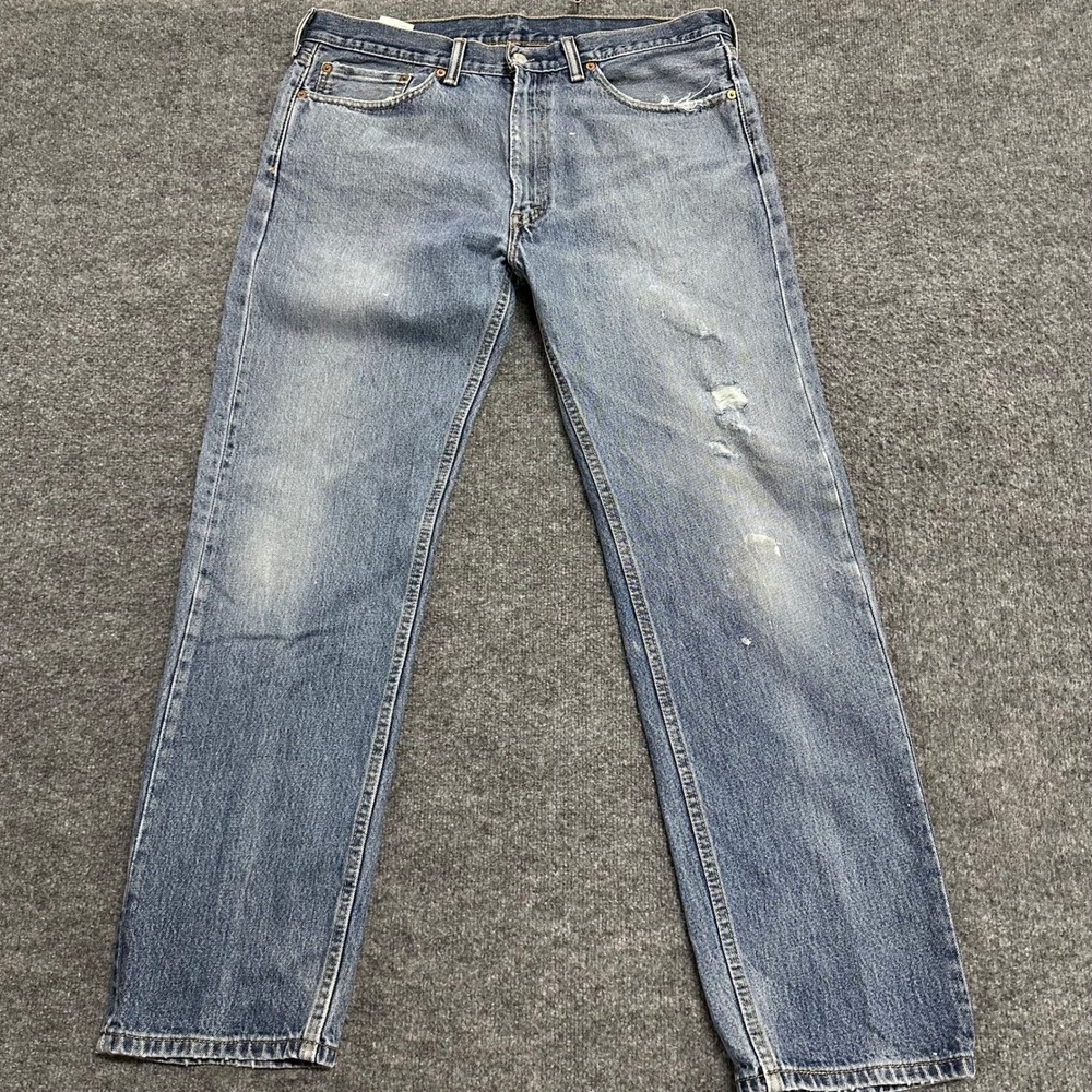 Levi's Jeans Mens Size 38x32 Blue 501 Straight Leg Denim Medium Wash Stain
